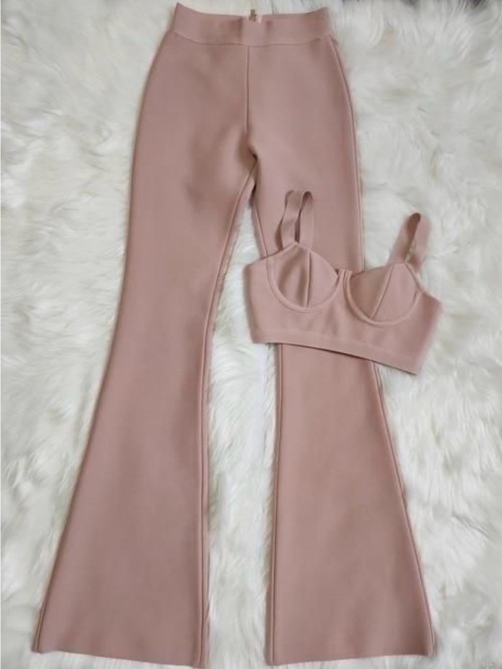 NWOT Luxury Properly Size Small Bandage set flared pants in Rose Pink